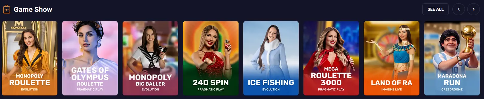RetroBet live game shows including Crazy Time and Monopoly Big Baller from Evolution Gaming