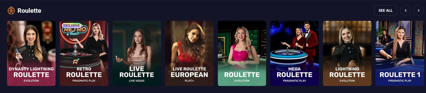 RetroBet live roulette including Lightning Roulette and Gravity Roulette variants